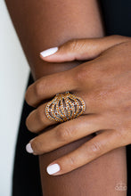 Load image into Gallery viewer, Paparazzi Stratospheric - Brown - Dazzling Rhinestones - Silver Bands - Ring - $5 Jewelry With Ashley Swint