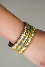 Load image into Gallery viewer, Paparazzi Teasingly Tomboy - Brass - Rhinestones - Wrap Bracelet - $5 Jewelry With Ashley Swint