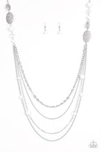 Load image into Gallery viewer, Paparazzi The SUMMERTIME Of Your Life! - White Beads - Silver Chains - Necklace &amp; Earrings - $5 Jewelry With Ashley Swint