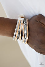 Load image into Gallery viewer, Paparazzi This Time With Attitude - White - Emerald Cut Rhinestones - Double Wrap Bracelet - $5 Jewelry With Ashley Swint