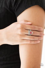 Load image into Gallery viewer, Paparazzi Timeless Tiaras - Red - White Rhinestones - Silver Crown Ring - $5 Jewelry With Ashley Swint