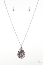 Load image into Gallery viewer, Paparazzi Total Tranquility - Purple - Moonstone Ornate Teardrop Silver Necklace &amp; Earrings - $5 Jewelry With Ashley Swint