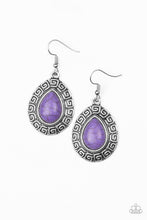 Load image into Gallery viewer, Paparazzi Tribal Tango - Purple Stone - Embossed Silver Earrings - $5 Jewelry With Ashley Swint