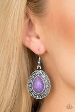 Load image into Gallery viewer, Paparazzi Tribal Tango - Purple Stone - Embossed Silver Earrings - $5 Jewelry With Ashley Swint