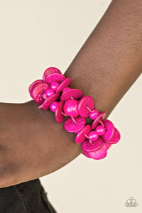 Paparazzi Tropical Temptress - Pink Wooden Bracelet - $5 Jewelry With Ashley Swint