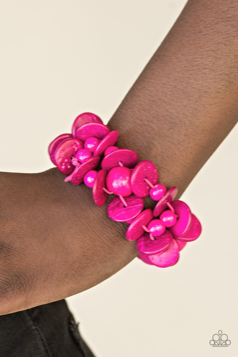 Paparazzi Tropical Temptress - Pink Wooden Bracelet - $5 Jewelry With Ashley Swint