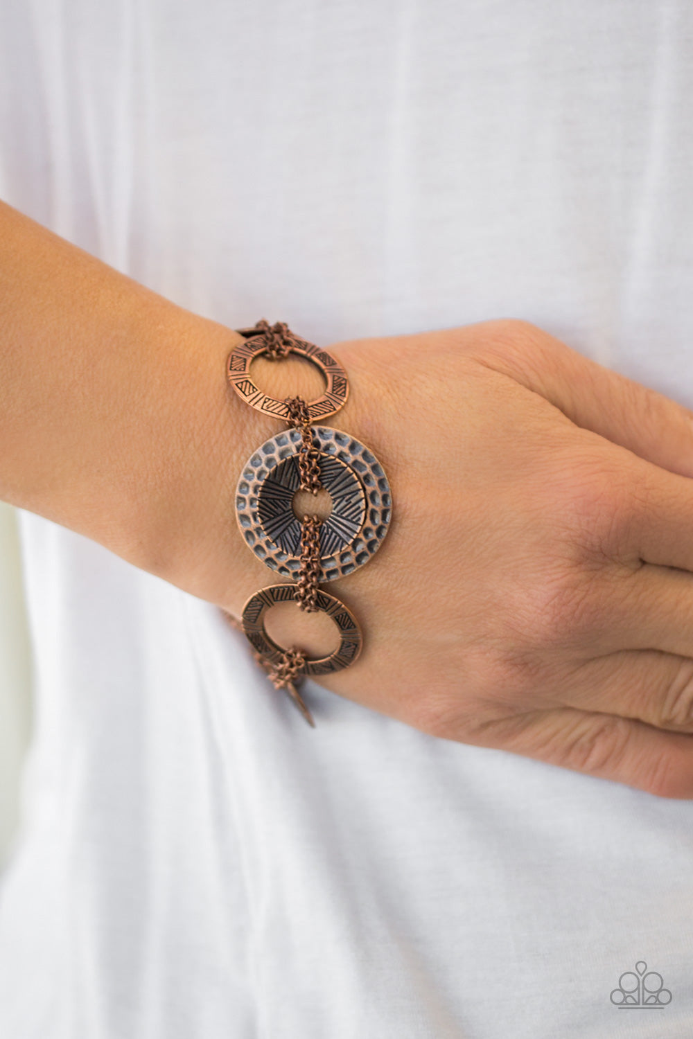 Paparazzi Way Wild - Copper - Stamped and Hammered - Shimmery Copper Bracelet - $5 Jewelry With Ashley Swint