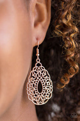 Paparazzi Wisteria Histeria - Rose Gold - Vine Filigree - Teardrop Earrings - $5 Jewelry With Ashley Swint