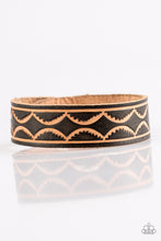 Load image into Gallery viewer, Paparazzi Zion Horizon - Black - Leather Stamped Scalloped - Snap Bracelet - $5 Jewelry With Ashley Swint