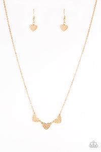 Paparazzi Another Love Story - Gold - Heart Necklace & Earrings - $5 Jewelry with Ashley Swint