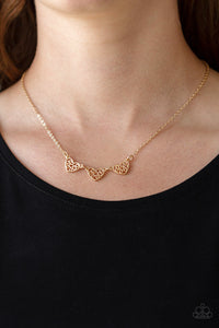 Paparazzi Another Love Story - Gold - Heart Necklace & Earrings - $5 Jewelry with Ashley Swint