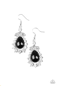 Paparazzi Award Winning Shimmer - Black - White Rhinestones - Teardrop Earrings - $5 Jewelry With Ashley Swint