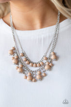 Load image into Gallery viewer, Paparazzi Beautifully Beaded - Brown Beads - Silver Chains Necklace and matching Earrings - $5 Jewelry With Ashley Swint