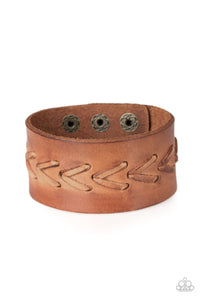 Paparazzi Bronco Bravado - Brown - Leather Laces - Adjustable Snap Bracelet - $5 Jewelry with Ashley Swint