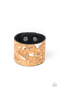 Paparazzi Cork Congo - White - Leather Band - Wrap / Snap Bracelet - $5 Jewelry with Ashley Swint