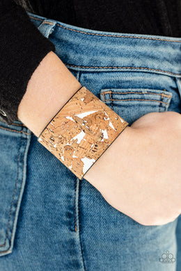 Paparazzi Cork Congo - White - Leather Band - Wrap / Snap Bracelet - $5 Jewelry with Ashley Swint