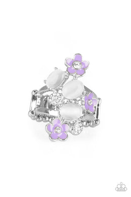 Paparazzi Daisy Delight - Purple - Glowing White Moonstones - Ring - $5 Jewelry with Ashley Swint