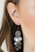 Load image into Gallery viewer, Paparazzi Do Chime In - Black - Gunmetal Discs - Earrings - $5 Jewelry with Ashley Swint