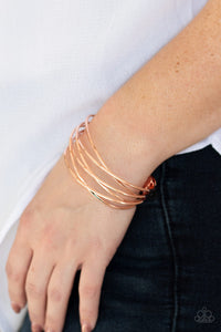 Paparazzi Down To The Wire - Copper - Shiny Crisscross - Cuff Bracelet - $5 Jewelry with Ashley Swint