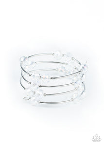 Paparazzi Dreamy Demure - White - Silver Coiled Wire - Infinity Wrap Bracelet - $5 Jewelry with Ashley Swint