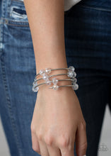 Load image into Gallery viewer, Paparazzi Dreamy Demure - White - Silver Coiled Wire - Infinity Wrap Bracelet - $5 Jewelry with Ashley Swint