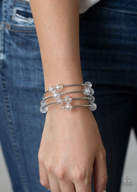 Paparazzi Dreamy Demure - White - Silver Coiled Wire - Infinity Wrap Bracelet - $5 Jewelry with Ashley Swint