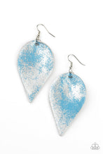 Load image into Gallery viewer, Paparazzi Enchanted Shimmer - Blue - Faded Denim Leaf - Leather Teardrop Earrings - $5 Jewelry with Ashley Swint