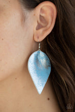 Load image into Gallery viewer, Paparazzi Enchanted Shimmer - Blue - Faded Denim Leaf - Leather Teardrop Earrings - $5 Jewelry with Ashley Swint