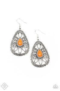 Paparazzi Floral Frill - Orange - Earrings - Trend Blend / Fashion Fix Exclusive June 2020 - $5 Jewelry with Ashley Swint