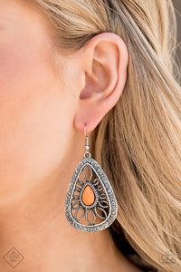 Paparazzi Floral Frill - Orange - Earrings - Trend Blend / Fashion Fix Exclusive June 2020 - $5 Jewelry with Ashley Swint