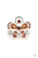 Load image into Gallery viewer, Paparazzi Gardens Of Grandeur - Brown - Topaz Rhinestones - Silver Petals Flower - Ring - $5 Jewelry with Ashley Swint