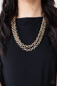 PRE-ORDER - Paparazzi Grunge Goals - Gold - Necklace & Earrings - $5 Jewelry with Ashley Swint