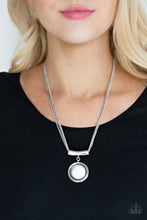 Load image into Gallery viewer, Paparazzi Gypsy Gulf - White Bead - Silver Chains Necklace and matching Earrings - $5 Jewelry With Ashley Swint