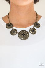 Load image into Gallery viewer, Paparazzi Hey, SOL Sister - Black Beads - Round Brass Sunburst - Necklace &amp; Earrings - $5 Jewelry With Ashley Swint