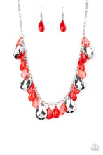 Load image into Gallery viewer, Paparazzi Hurricane Season - Red Teardrops - Silver Chain Necklace and matching Earrings - $5 Jewelry with Ashley Swint
