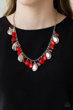 Load image into Gallery viewer, Paparazzi Hurricane Season - Red Teardrops - Silver Chain Necklace and matching Earrings - $5 Jewelry with Ashley Swint