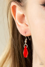 Load image into Gallery viewer, Paparazzi Hurricane Season - Red Teardrops - Silver Chain Necklace and matching Earrings - $5 Jewelry with Ashley Swint