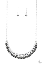 Load image into Gallery viewer, Paparazzi Impressive - Silver - Hammered Finish - Hematite Rhinestones - Necklace and matching Earrings - $5 Jewelry With Ashley Swint