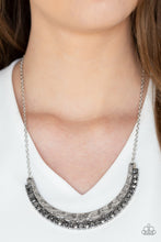 Load image into Gallery viewer, Paparazzi Impressive - Silver - Hammered Finish - Hematite Rhinestones - Necklace and matching Earrings - $5 Jewelry With Ashley Swint