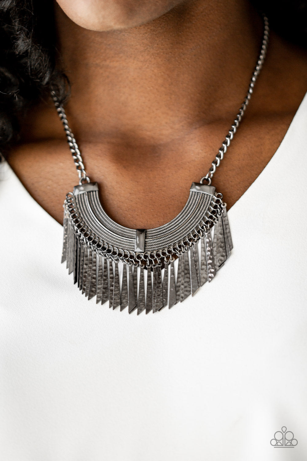 Paparazzi Impressively Incan - Black - Hammered in Shimmery Textures - Necklace & Earrings - $5 Jewelry with Ashley Swint