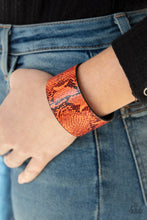 Load image into Gallery viewer, Paparazzi Its a Jungle Out There - Orange - Python Print - Leather Band - Bracelet - $5 Jewelry with Ashley Swint