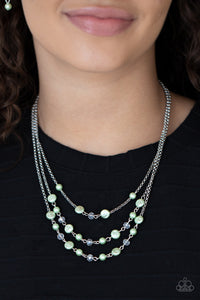 PRE-ORDER - Paparazzi Let The Record GLOW - Green - Necklace & Earrings - $5 Jewelry with Ashley Swint