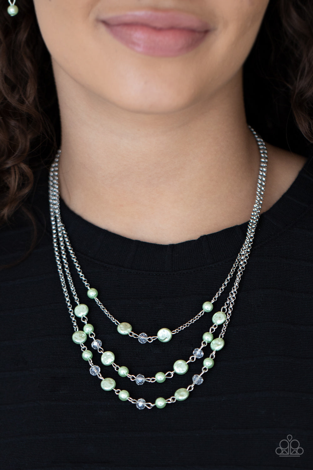 PRE-ORDER - Paparazzi Let The Record GLOW - Green - Necklace & Earrings - $5 Jewelry with Ashley Swint