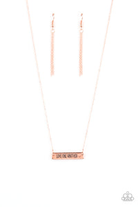 Paparazzi Love One Another - Copper - Inspirational Necklace & Earrings - $5 Jewelry With Ashley Swint