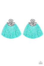 Load image into Gallery viewer, Paparazzi Make Some PLUME - Blue - Thread / Fringe / Tassel - Silver Hammered Post Earrings - $5 Jewelry with Ashley Swint