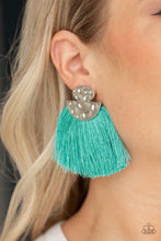 Load image into Gallery viewer, Paparazzi Make Some PLUME - Blue - Thread / Fringe / Tassel - Silver Hammered Post Earrings - $5 Jewelry with Ashley Swint