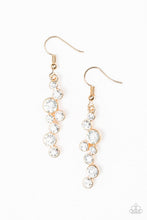 Load image into Gallery viewer, Paparazzi Milky Way Magnificence - Gold - White Rhinestones - Earrings - $5 Jewelry With Ashley Swint