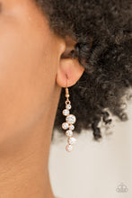 Load image into Gallery viewer, Paparazzi Milky Way Magnificence - Gold - White Rhinestones - Earrings - $5 Jewelry With Ashley Swint