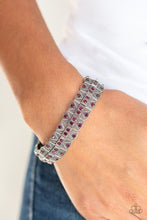 Load image into Gallery viewer, Paparazzi Modern Magnificence - Purple Rhinestones - Silver Stretchy Band Bracelet - $5 Jewelry With Ashley Swint