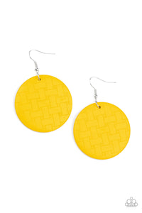 Paparazzi Natural Novelty - Yellow - Wooden Earrings - $5 Jewelry with Ashley Swint